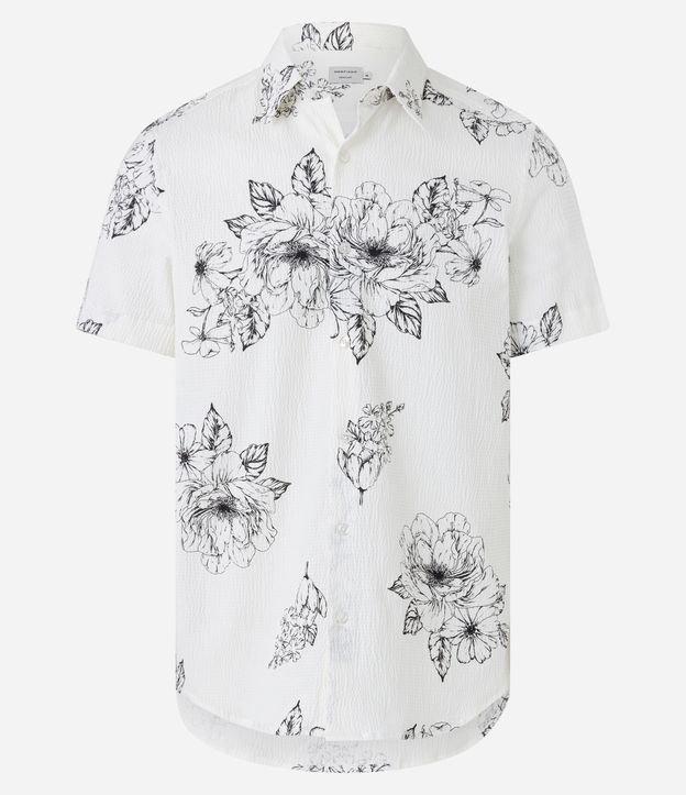 Camisa em Algodão com Texturas e Estampa Botânica Floral - 1