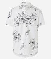Camisa em Algodão com Texturas e Estampa Botânica Floral - 1