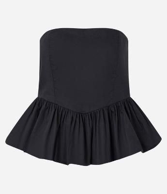 Blusa Tomara que Caia em Tricoline com Lastex nas Costas e Babado