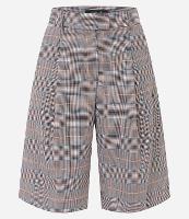 Bermuda Alongado Alfaiatada com Pregas e Estampa Xadrez - 1