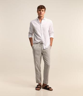 Calça Relaxed Oxford em Algodão