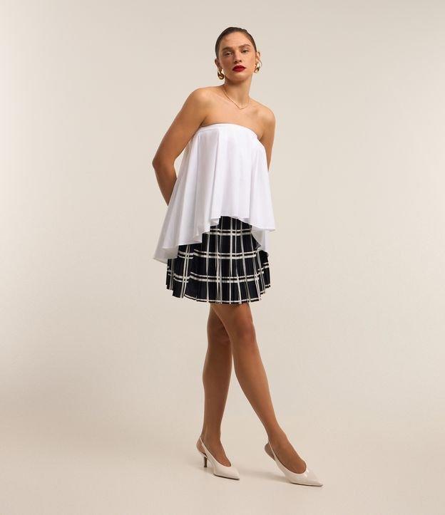 Saia em Crepe com Textura Plissada e Estampa Xadrez - 2
