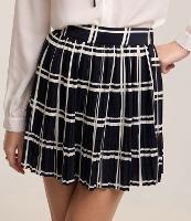 Saia em Crepe com Textura Plissada e Estampa Xadrez - 1
