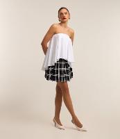 Saia em Crepe com Textura Plissada e Estampa Xadrez - 2