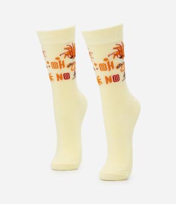 Meia Cano Alto em Algodão com Estampa Divertidamente
