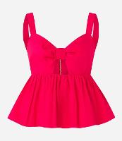 Blusa sem Manga em Tricoline com Recorte Vazado e Fechamento em Zíper - 1