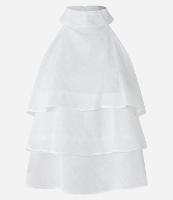 Blusa em Crepe com Fechamento na Gola e Babados Frontais - 1