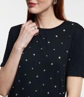 Blusa em Viscose com Aplicação de Ilhoses na Parte Frontal - 1