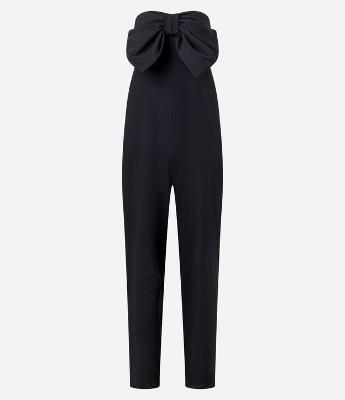 Macacão Tomara que Caia em Crepe com Laço Frontal e Zíper nas Costas