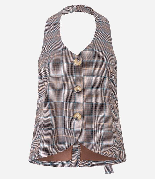 Colete Alfaiatado Frente Única com Estampa Xadrez - 1