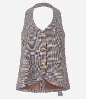 Colete Alfaiatado Frente Única com Estampa Xadrez - 1