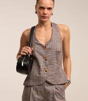 Colete Alfaiatado Frente Única com Estampa Xadrez - 2