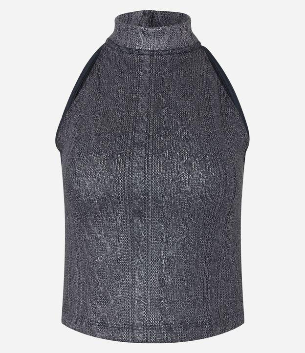 Blusa Gola Alta com Brilho em Foil e Cava Americana - 1
