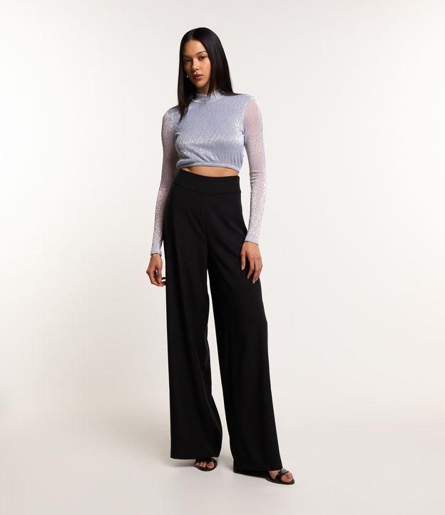 Calça Pantalona em Crepe com Zíper Invisível - 3