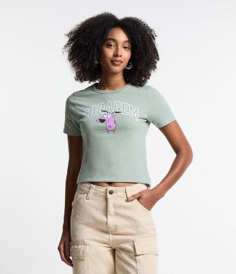 Blusa T-shirt em Algodão com Estampa Coragem O Cão Covarde
