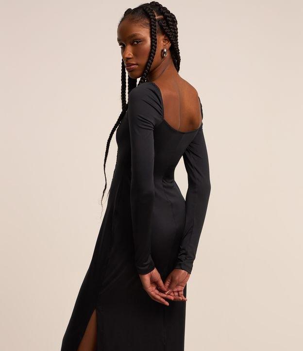 Vestido New Midi com Manga Longa e Fenda - 2