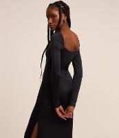 Vestido New Midi com Manga Longa e Fenda - 2