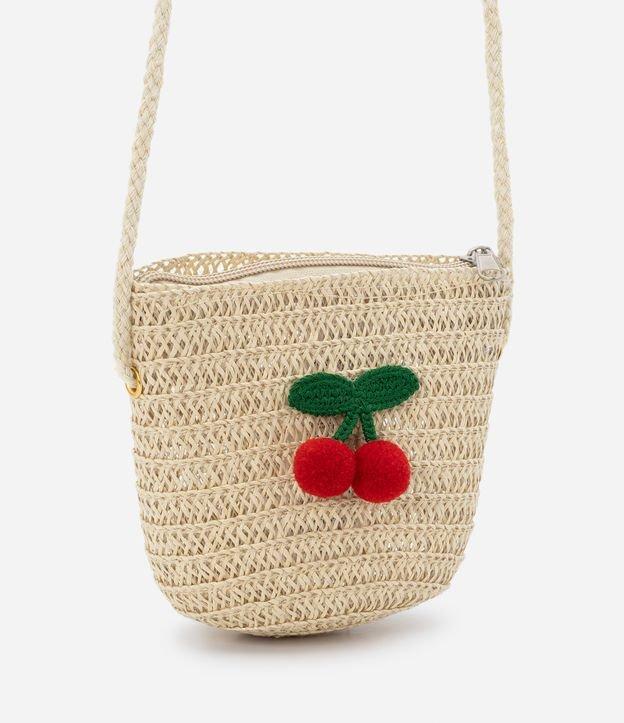 Bolsa Infantil em Palha com Bordado de Cereja - 1