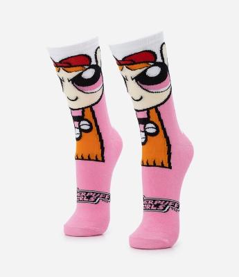 Meia Cano Alto em Algodão Estampa Florzinha Meninas Super Poderosas