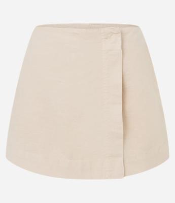 Short Saia em Sarja Texturizada com Efeito Linho