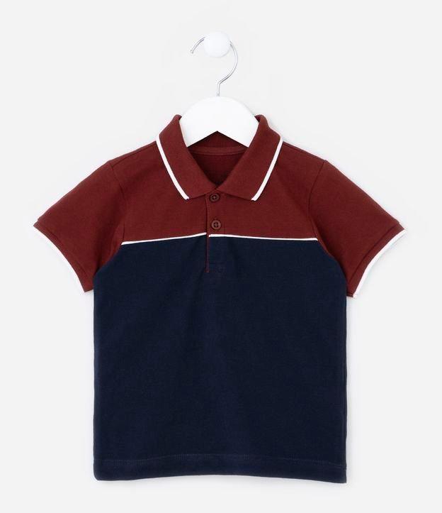 Camiseta Polo Infantil com Botões e Recortes - Tam 1 a 5 Anos - 1