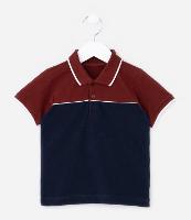 Camiseta Polo Infantil com Botões e Recortes - Tam 1 a 5 Anos - 1