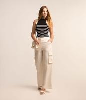 Calça Reta em Tricoline com Cós Alfaiatado e Bolso Cargo - 1