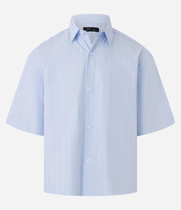 Camisa Boxy em Algodão com Estampa Listras em Fio Tinto - 1