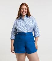 Camisa em Ana Ruga Listrada Curve & Plus Size - 3
