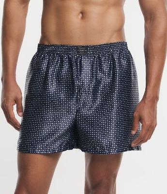 Cueca Samba Canção Acetinada com Estampa Geométrica
