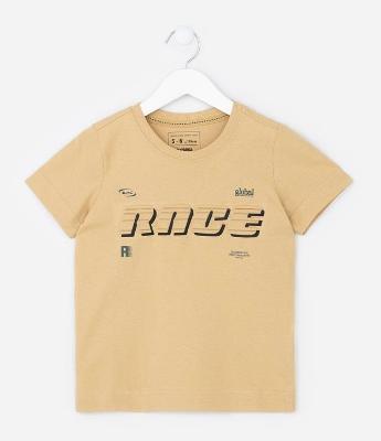 Camiseta Regular Infantil com Estampa Lettering - Tam 5 a 14 anos