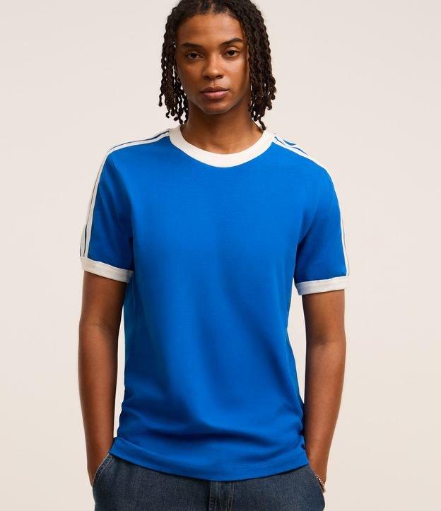 Camiseta Regular em Algodão com Listras nos Ombros - 2