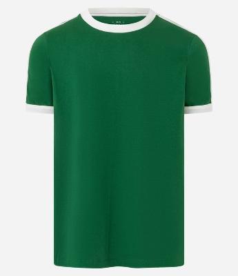 Camiseta Regular em Algodão com Listras nos Ombros