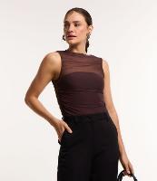 Blusa em Tule com Sobreposição e Drapeado Lateral - 2