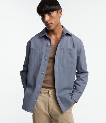 Camisa Comfort Overshirt em Sarja com Bolsos