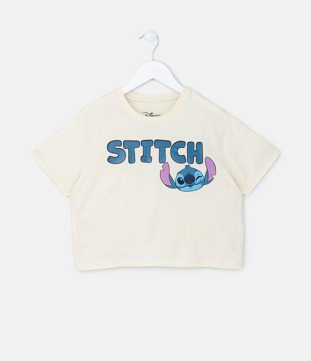 Camiseta Cropped Infantil com Estampa do Stitch - Tam 5 a 14 Anos - 1