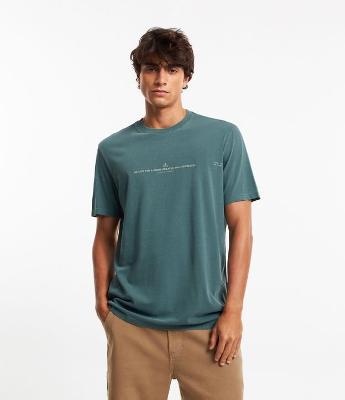 Camiseta Comfort em Algodão Estonado com Lettering Contrastante