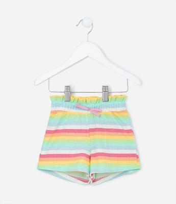Short Clochard Infantil Canelado com Estampa de Listras - Tam 1 a 5 Anos