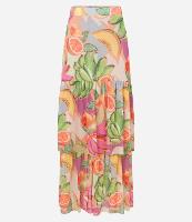 Saia Midi em Tule com Camadas e Estampa de Frutas - 1