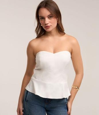 Blusa Tomara que Caia em Chiffon com Babado Peplum na Barra