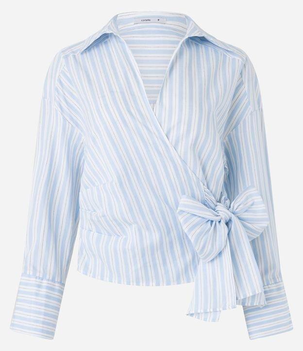 Blusa em Tricoline com Gola Lapela e Decote Transversal com Laço - 1