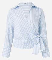 Blusa em Tricoline com Gola Lapela e Decote Transversal com Laço - 1