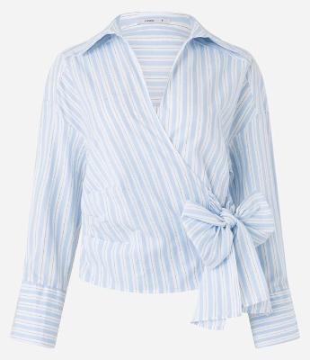 Blusa em Tricoline com Gola Lapela e Decote Transversal com Laço