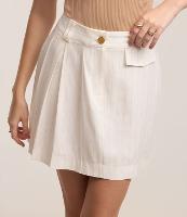 Saia em Viscose com Pregas e Detalhes em Fio Metalizado - 1