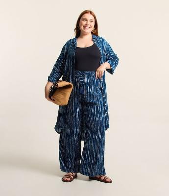 Calça Pantalona com Mini Triângulos Estampados Curve & Plus Size