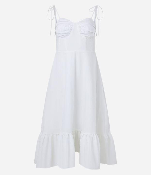 Vestido Midi Corsetado em Tricoline com Babado na Barra - 1