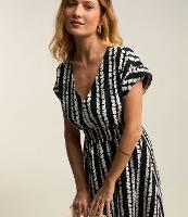 Vestido Midi em Tricoline com midi com Lastex na Cintura e Decote V - 1