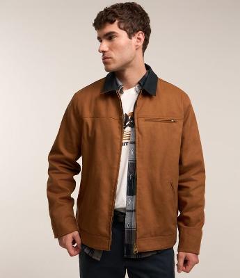 Jaqueta Trucker em Sarja com Textura e Bolsos