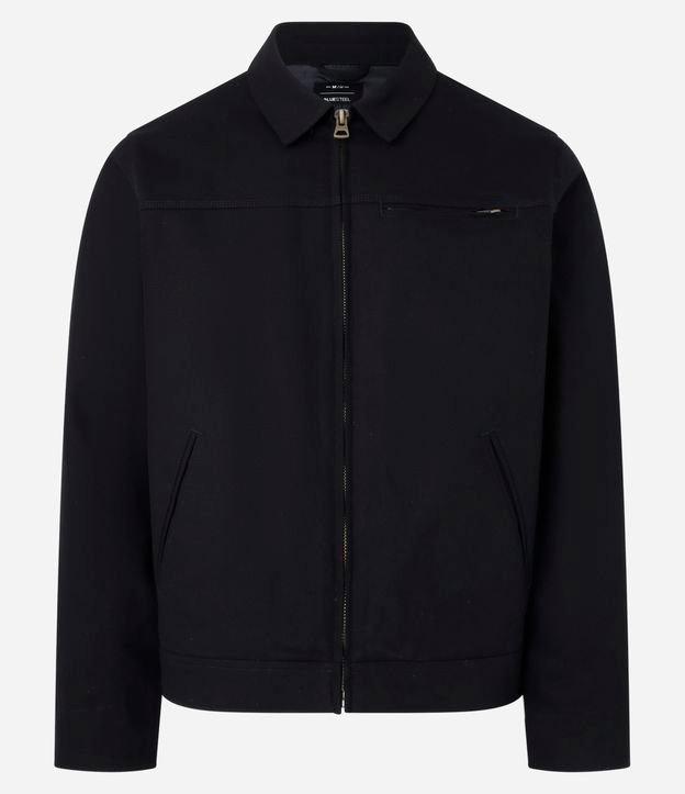 Jaqueta Trucker em Sarja com Textura e Bolsos - 1