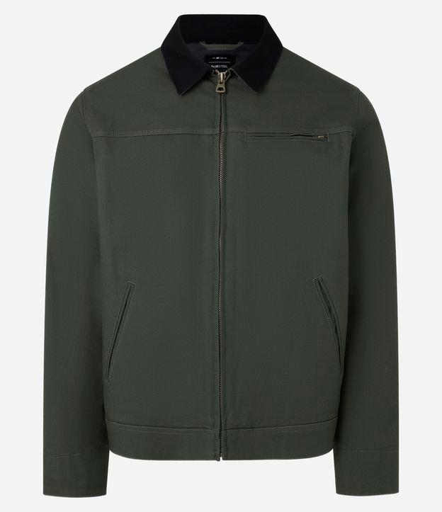 Jaqueta Trucker em Sarja com Textura e Bolsos - 1